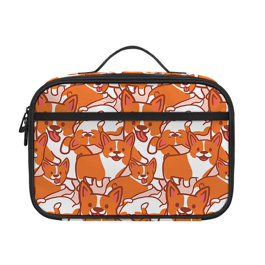 Cute Corgi Pattern Print Portable Lunch Bag
