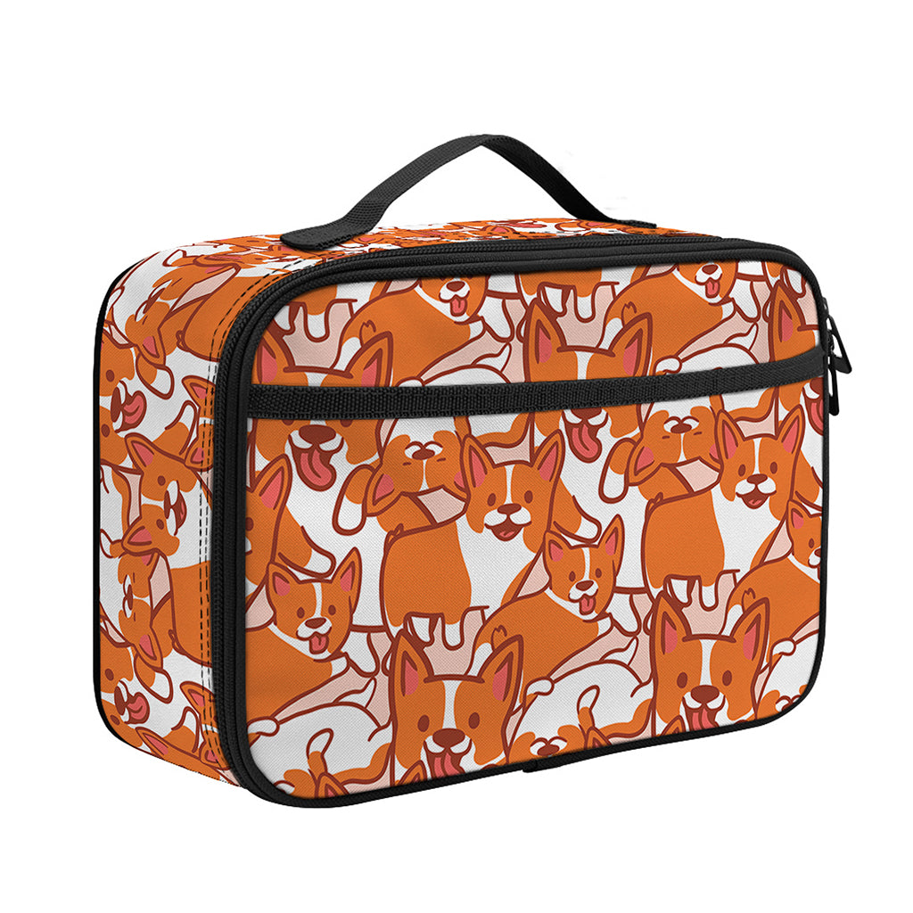 Cute Corgi Pattern Print Portable Lunch Bag