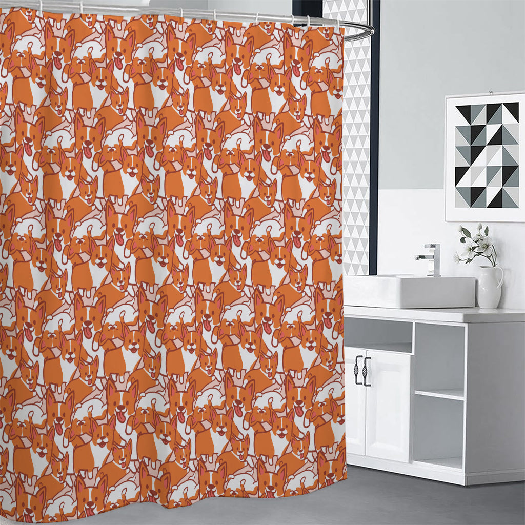 Cute Corgi Pattern Print Premium Shower Curtain