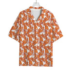 Cute Corgi Pattern Print Rayon Hawaiian Shirt