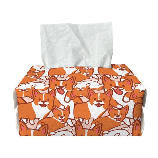 Cute Corgi Pattern Print Rectangle Tissue Box Cover