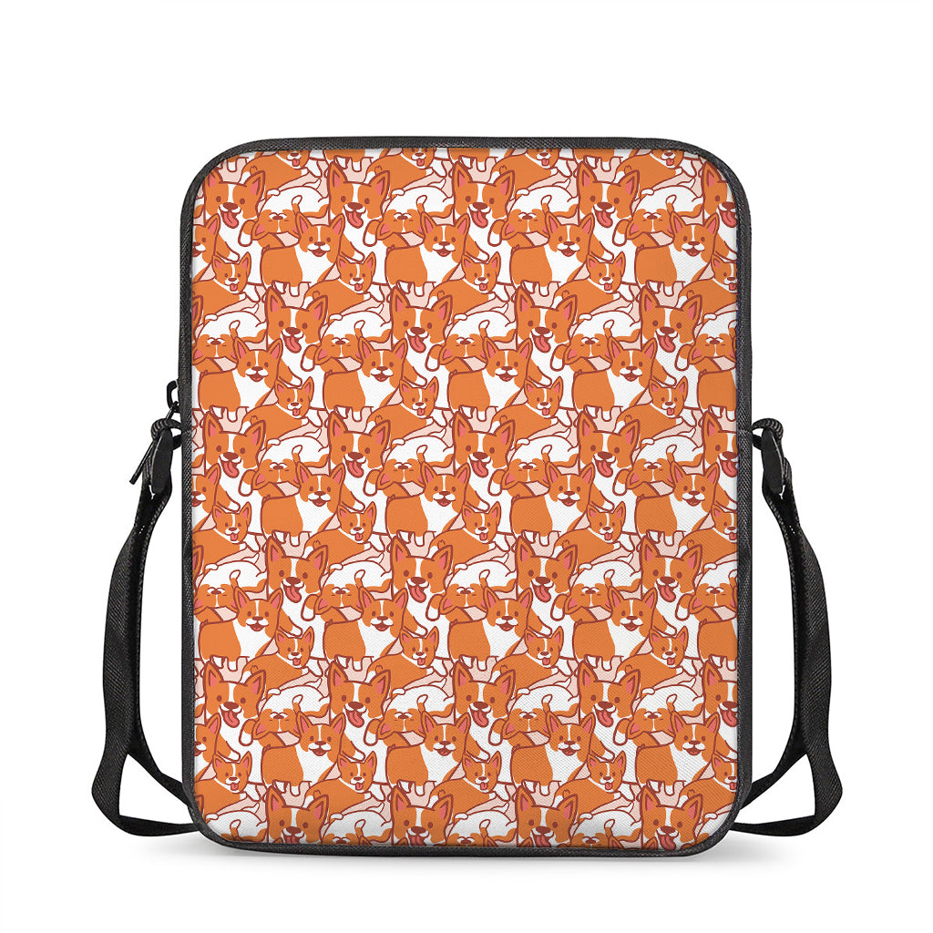 Cute Corgi Pattern Print Rectangular Crossbody Bag