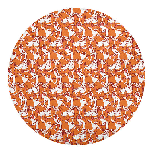 Cute Corgi Pattern Print Round Blanket