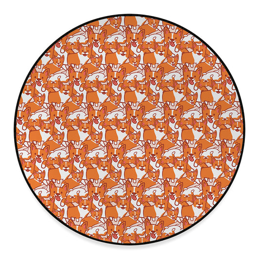 Cute Corgi Pattern Print Round Floor Mat