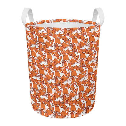Cute Corgi Pattern Print Round Laundry Basket