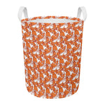 Cute Corgi Pattern Print Round Laundry Basket