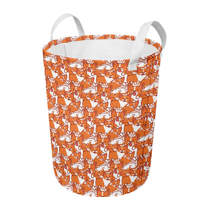 Cute Corgi Pattern Print Round Laundry Basket