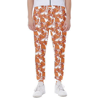 Cute Corgi Pattern Print Scuba Joggers