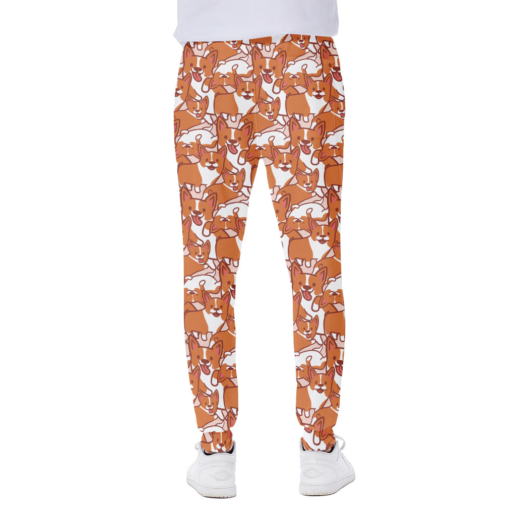 Cute Corgi Pattern Print Scuba Joggers