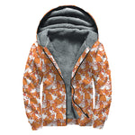 Cute Corgi Pattern Print Sherpa Lined Zip Up Hoodie