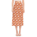Cute Corgi Pattern Print Side Slit Midi Skirt