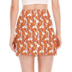 Cute Corgi Pattern Print Side Slit Mini Skirt