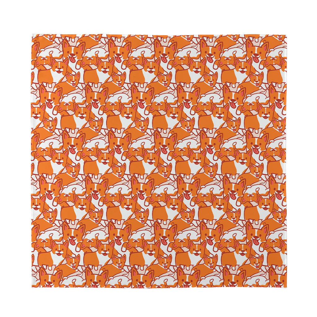 Cute Corgi Pattern Print Silk Bandana
