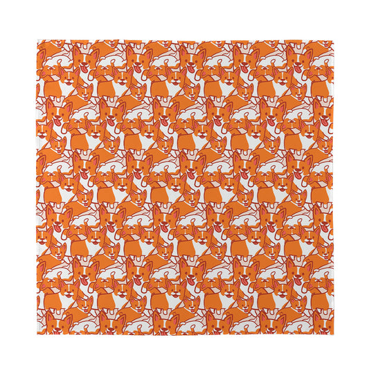 Cute Corgi Pattern Print Silk Bandana