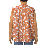 Cute Corgi Pattern Print Sleeveless Baseball Jersey