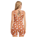 Cute Corgi Pattern Print Sleeveless One Piece Swimsuit