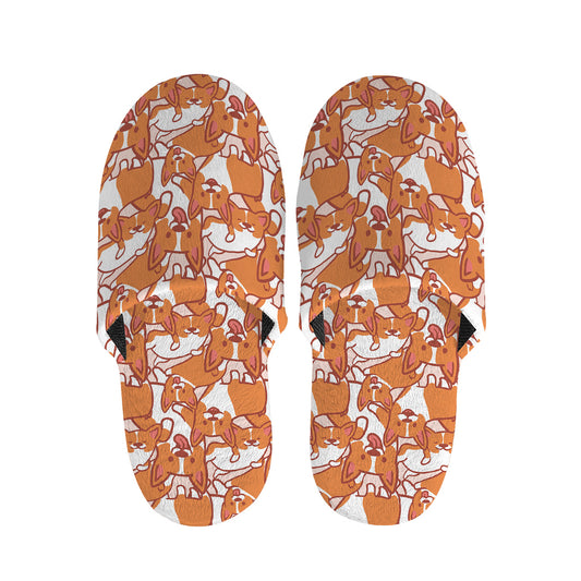 Cute Corgi Pattern Print Slippers