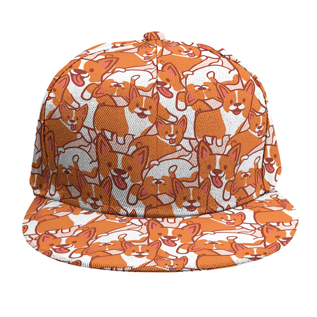 Cute Corgi Pattern Print Snapback Cap