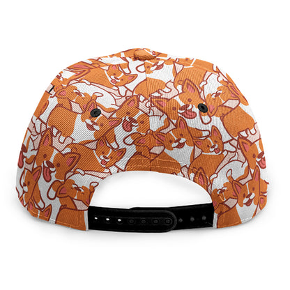 Cute Corgi Pattern Print Snapback Cap
