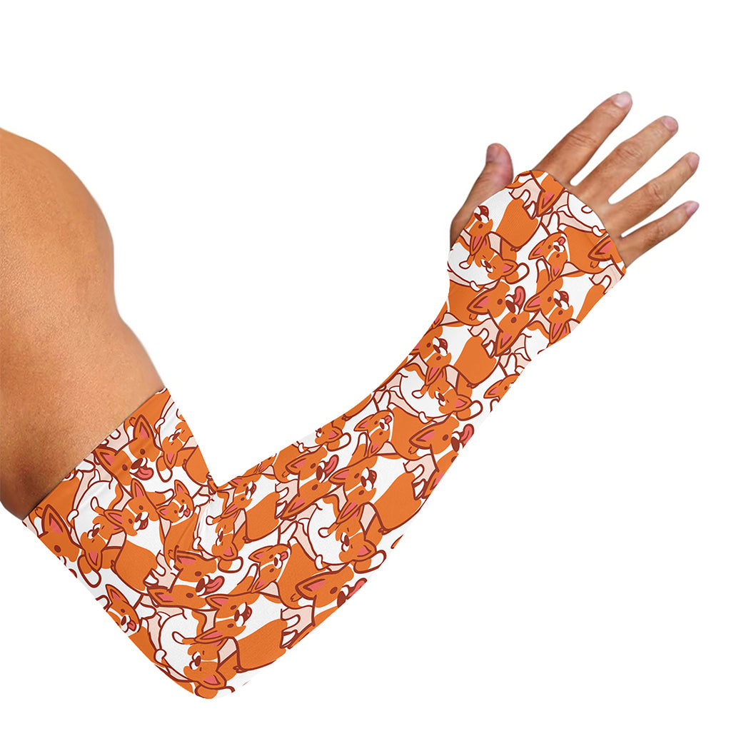 Cute Corgi Pattern Print Sun Protection Arm Sleeves