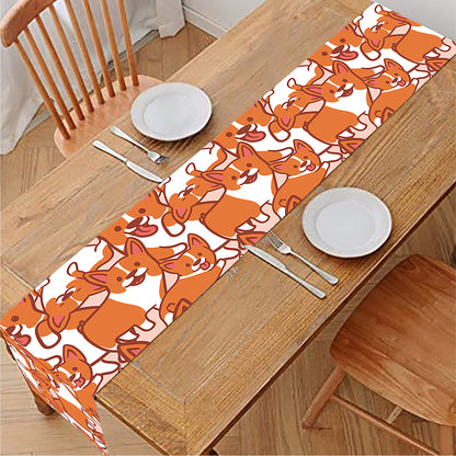 Cute Corgi Pattern Print Table Runner