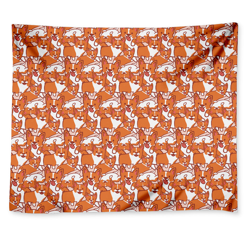 Cute Corgi Pattern Print Tapestry
