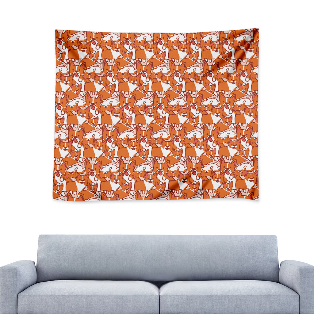 Cute Corgi Pattern Print Tapestry