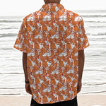 Cute Corgi Pattern Print Textured Short Sleeve Shirt
