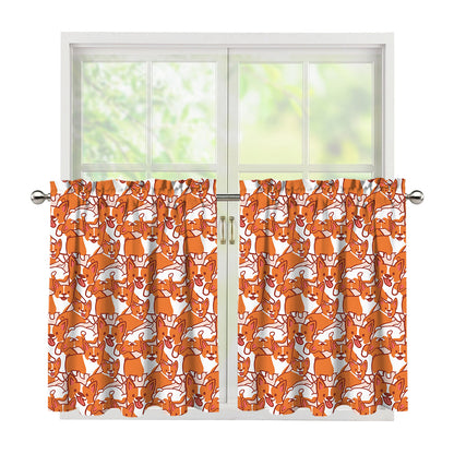Cute Corgi Pattern Print Tier Curtains