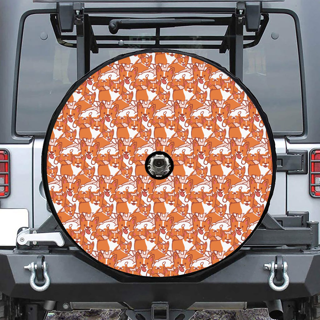 Cute Corgi Pattern Print Tire Cover With Camera Hole