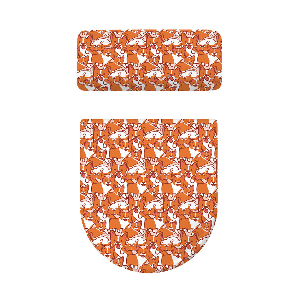 Cute Corgi Pattern Print Toilet Lid And Tank Cover Set