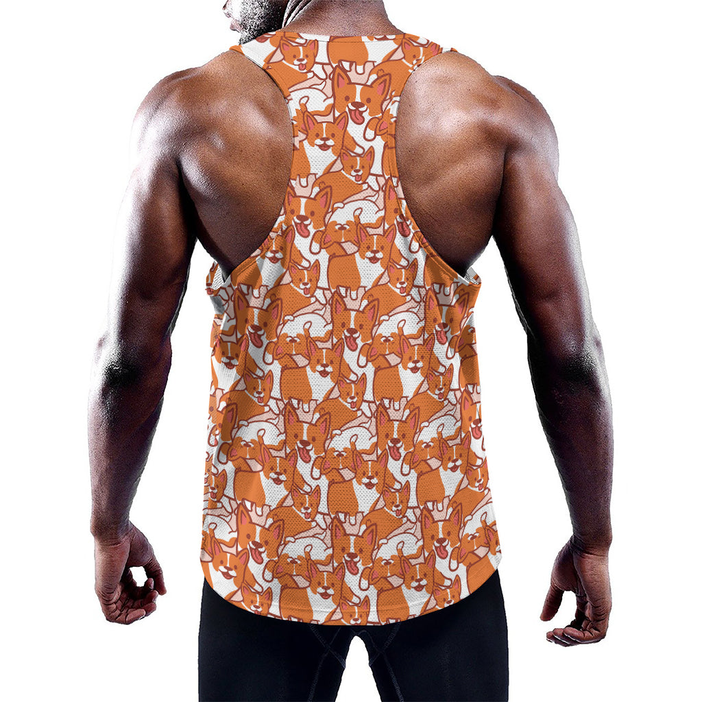 Cute Corgi Pattern Print Training Tank Top