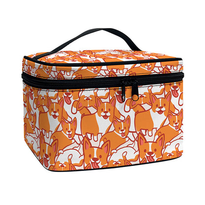 Cute Corgi Pattern Print Travel Makeup Bag