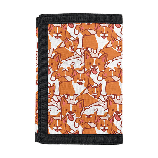 Cute Corgi Pattern Print Trifold Wallet