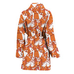 Cute Corgi Pattern Print Women's Bathrobe