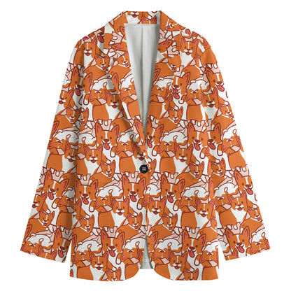 Cute Corgi Pattern Print Women's Cotton Blazer