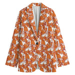 Cute Corgi Pattern Print Women's Cotton Blazer
