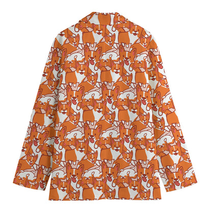 Cute Corgi Pattern Print Women's Cotton Blazer