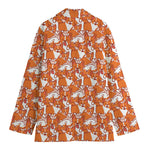 Cute Corgi Pattern Print Women's Cotton Blazer