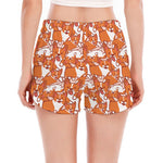 Cute Corgi Pattern Print Women's Split Running Shorts