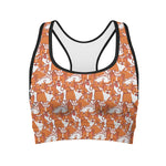 Cute Corgi Pattern Print Women's Sports Bra