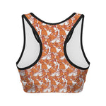 Cute Corgi Pattern Print Women's Sports Bra