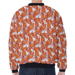 Cute Corgi Pattern Print Zip Sleeve Bomber Jacket