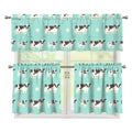 Cute Cow And Baby Cow Pattern Print 3 Piece Kitchen Curtains