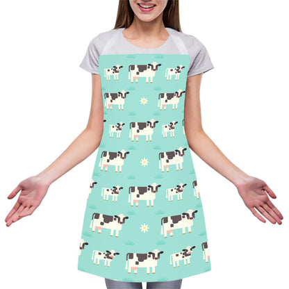 Cute Cow And Baby Cow Pattern Print Adjustable Apron
