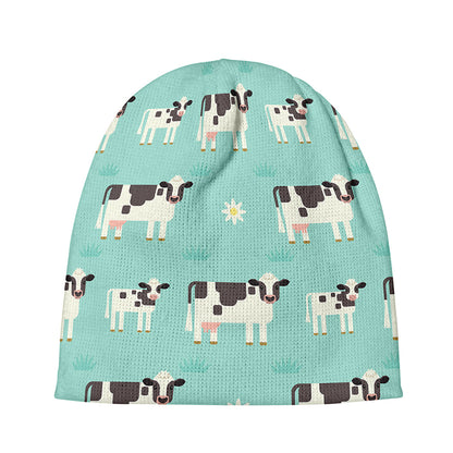 Cute Cow And Baby Cow Pattern Print Beanie