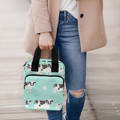 Cute Cow And Baby Cow Pattern Print Bible Tote Bag