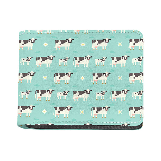Cute Cow And Baby Cow Pattern Print Bifold Wallet