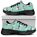 Cute Cow And Baby Cow Pattern Print Black Chunky Shoes