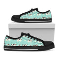 Cute Cow And Baby Cow Pattern Print Black Low Top Sneakers